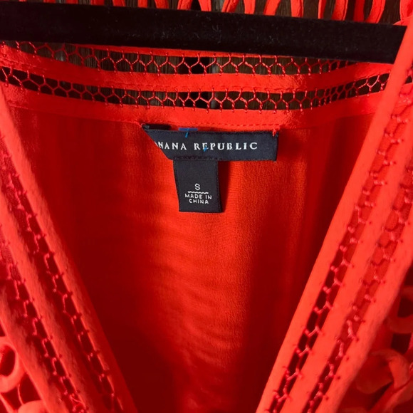 EUC Banana Republic Silk Cutout Red/Orange Mini Dress Size Medium - Picture 3 of 7